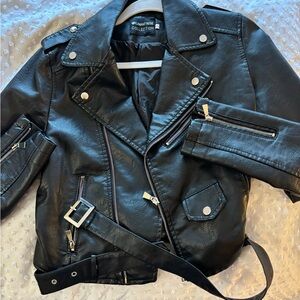 Black Faux Leather Biker Jacket